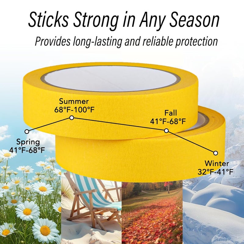 G GEYYANG 2 Pack Yellow Painters Tape - Yellow Masking Tape 1 Inch Wide - Multi-Surface, Smart Adhesion, Indoor & Outdoor - Paint Tape for DIY, Labeling, Art, Car, General Purpose - 180FT Total - Image 5